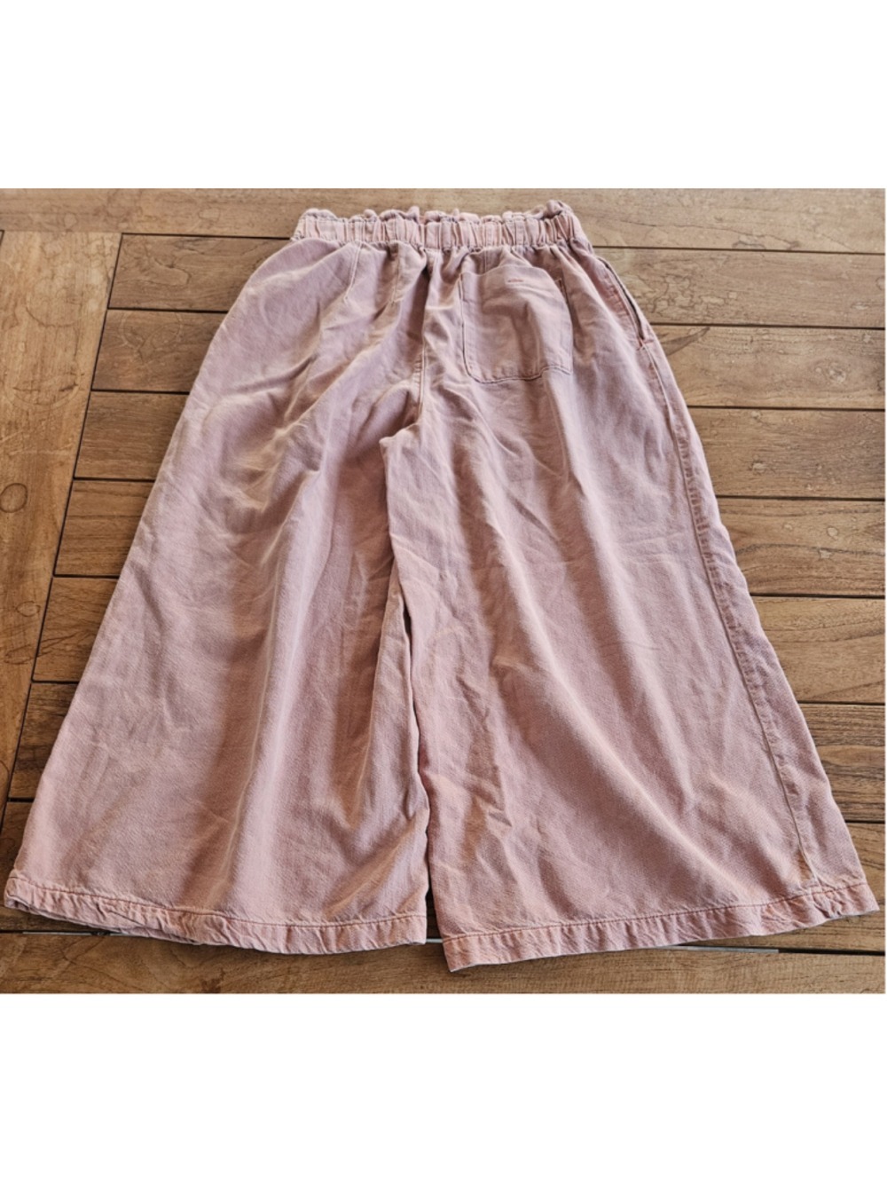 Pilcro Anthropologie High-Rise Cropped Paperbag Wide-Leg Twill Pants Pink Size S - Picture 3 of 7